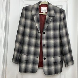 Vintage ALFRED SUNG Plaid Blazer Y2K late 90s wool greys